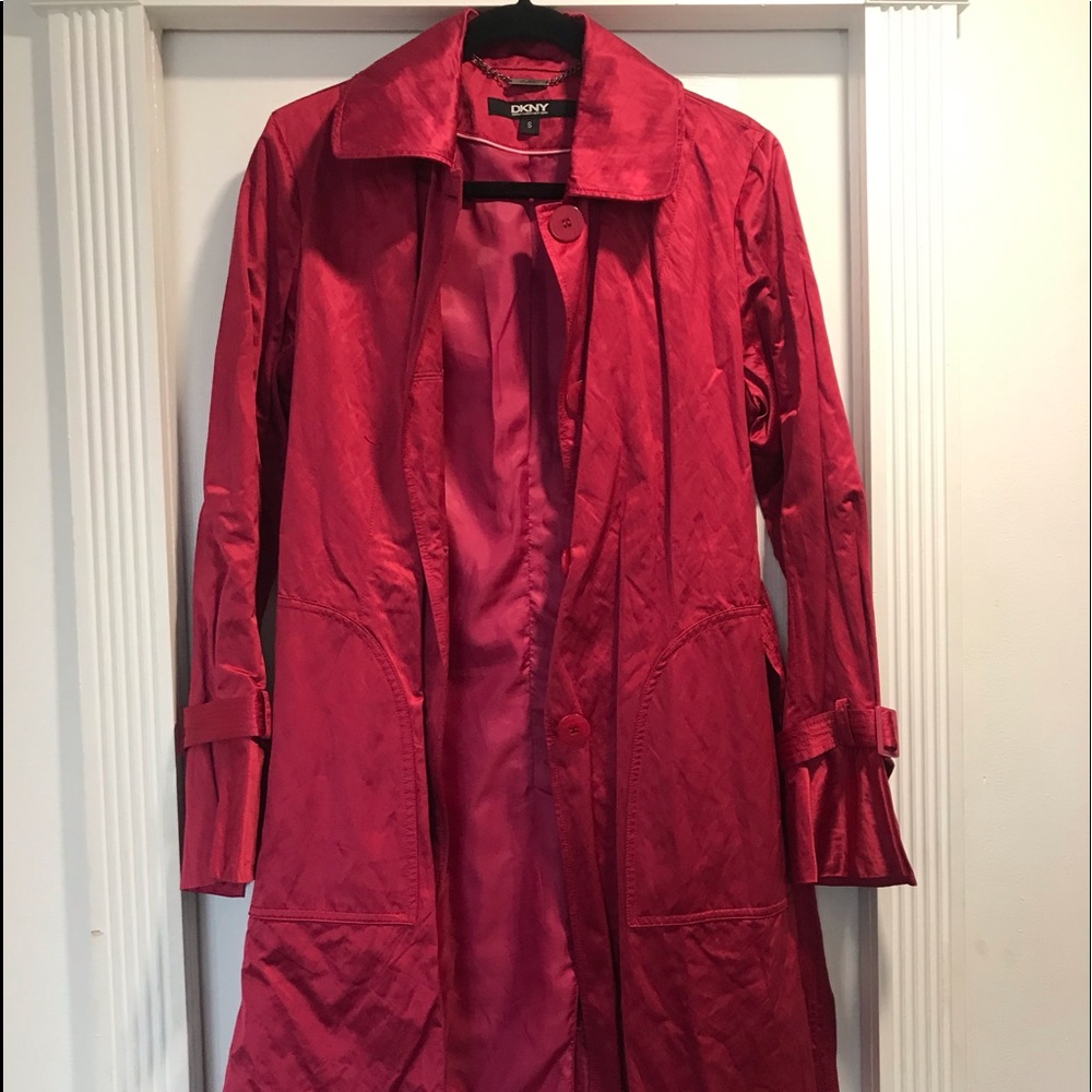 DKNY Light Shiny TRENCH COAT PINK SZ S $220